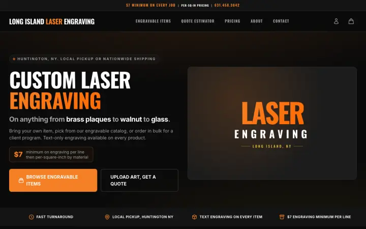 Homepage of Long Island Laser Engraving