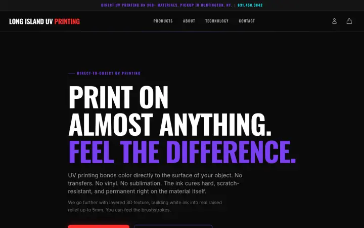 Homepage of Long Island UV Printing