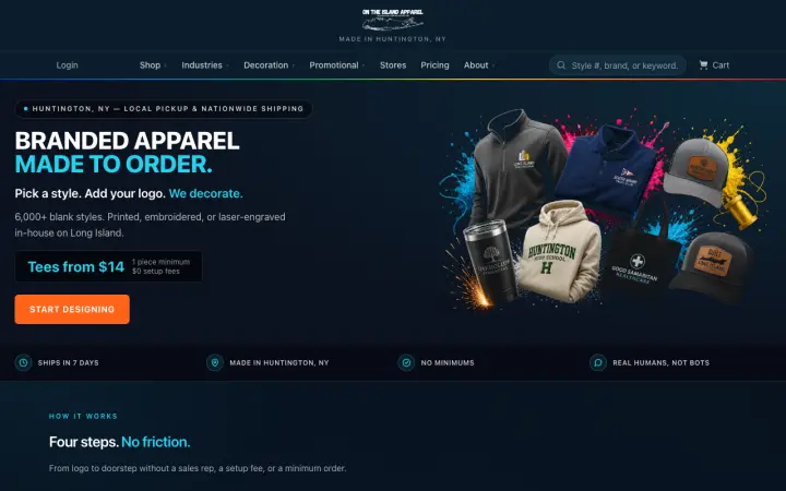Homepage of On The Island Apparel