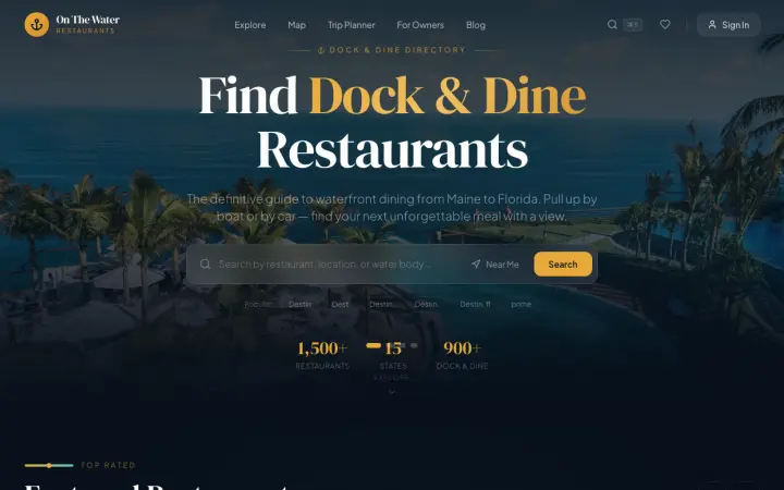 Homepage of On The Water Restaurants
